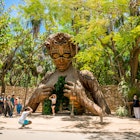 Tulum, Mexico. May 20, 2021.Beautiful towering wooden sculpture called 